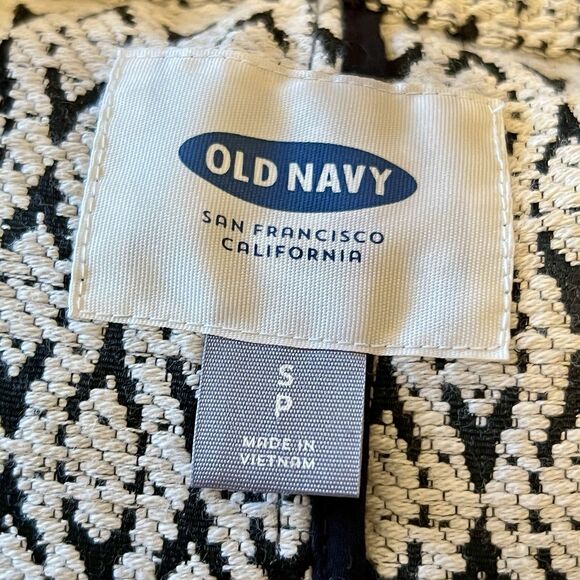 Old Navy Open Front Cardigan Jacket Sz Small Petite Long Black Print Artsy Boho - Picture 4 of 6